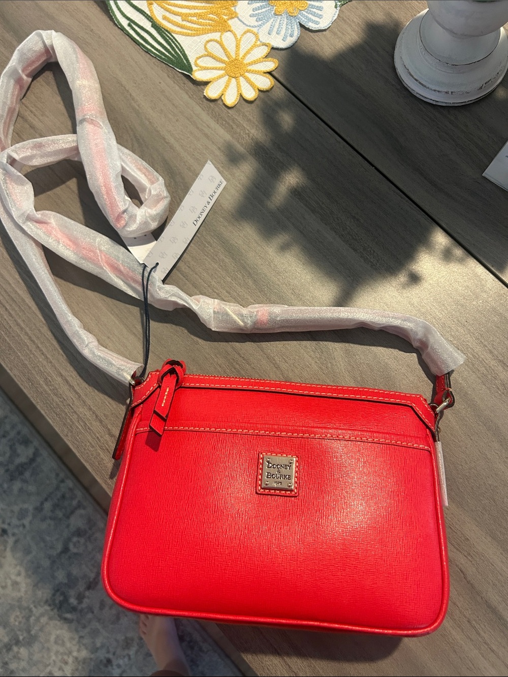 Dooney & Bourke Red Leather East/West Crossbody Bag